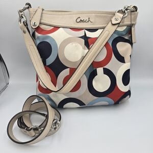 COACH F23930 Ashley Op Art Sateen Multicolor Purse Shoulder Bag Crossbody